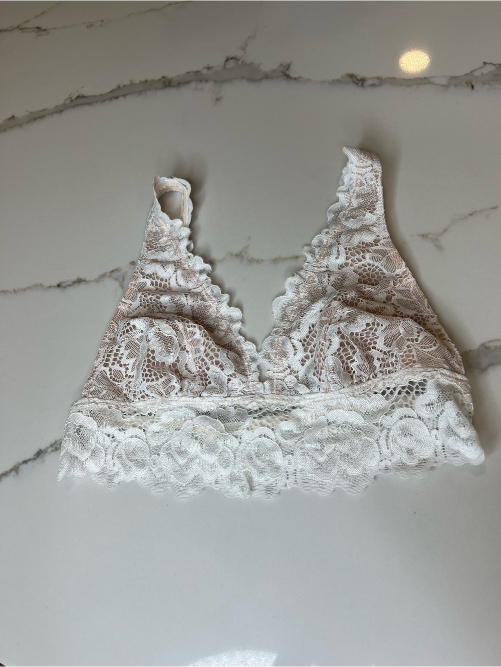 Xirena Triangle Lace Bralette - White Floral Lace Comfort Bra Women's S
